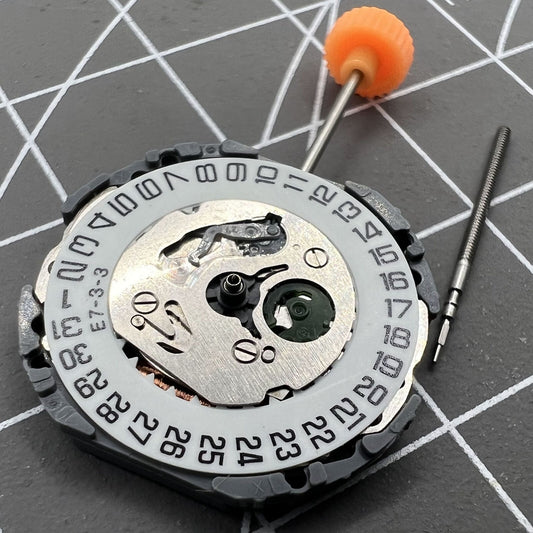 Japan Made Miyota 1N12 quartz watch movement with date display at 3 o'clock, reliable replacement by Miyota.