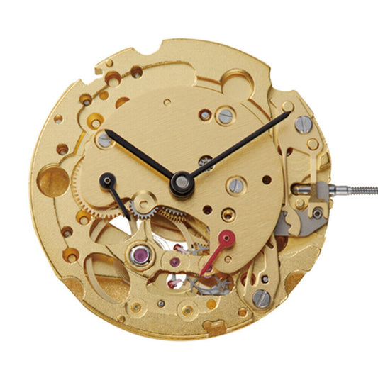 Golden plated Miyota Citizen 82S7 automatic mechanical watch movement for precise timekeeping.