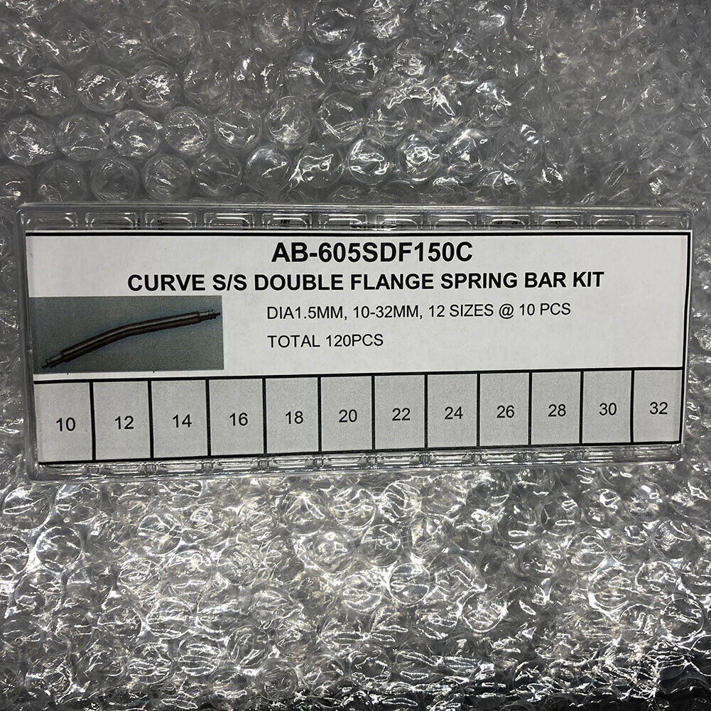 Curve S/S Double Flange Dia 1.5mm Watch Spring Bar Kit 12 Sizes 120PCS/Box