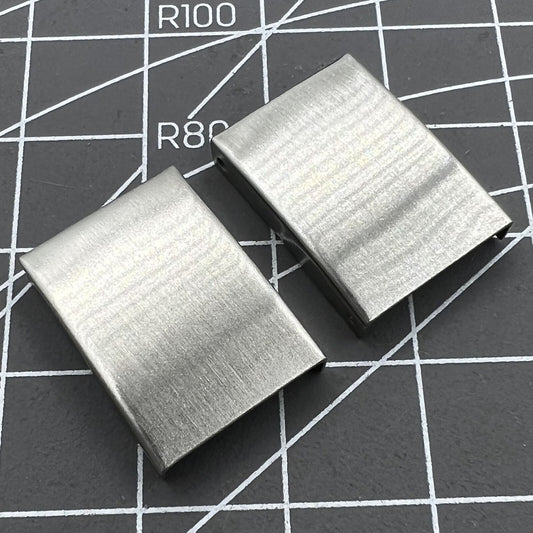 Silver 3-fold watch strap buckles extenders, 18 pieces in 9 sizes for versatile watch accessories.