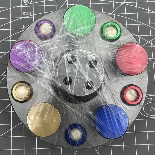 Oil cup stand with five containers for watchmakers, Bergeon 30180 replacement tool for precise oil storage.