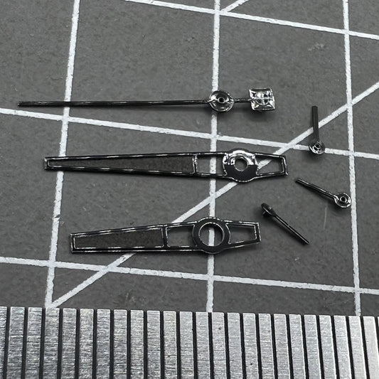 Black trim lume watch hands for Ronda 5030.D quartz movement, precise time visibility, P1-H5-NO6 accessory.