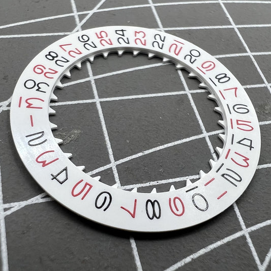White date disk wheel with vintage red odd numbers for NH35 NH36 watch movement, precision replacement part.