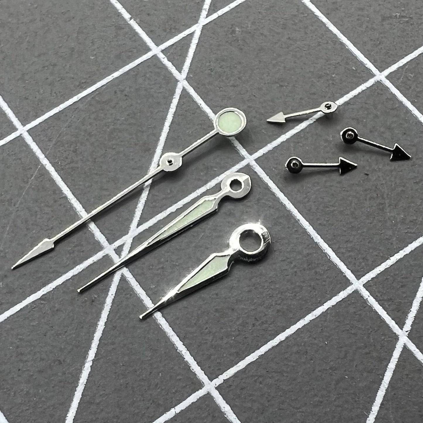 Aiguilles de montre pointues lumineuses vertes avec garniture argentée pour Miyota OS10 OS20 OS60 OS80