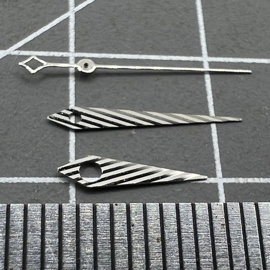 No Lume Twill silver watch hands set for NH35 NH34 NH36 NH70 movements, 3-piece design.