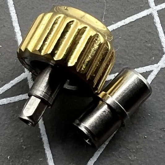 6.0mm golden watch crown with tube for OMEGA Seamaster 300, precise replacement part