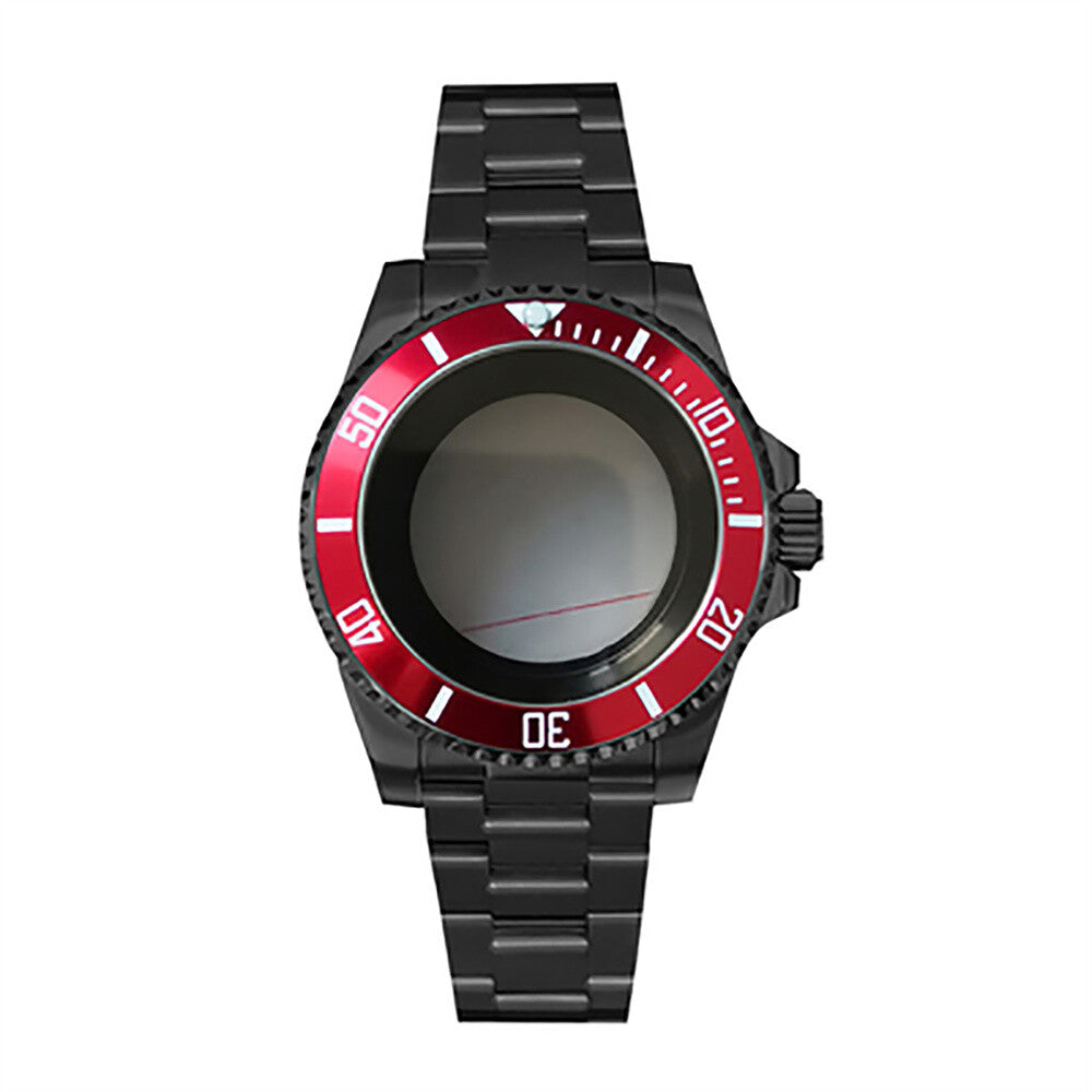 Boîtier de montre 40 mm avec bracelet en acier inoxydable noir PVD et verre saphir pour NH35/NH36