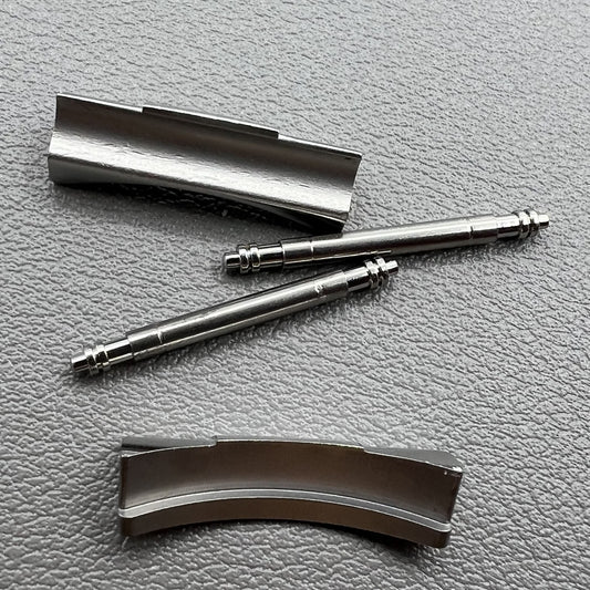 20mm silver curved end link connections for Daytona watch band, sturdy bracelet width attachments.