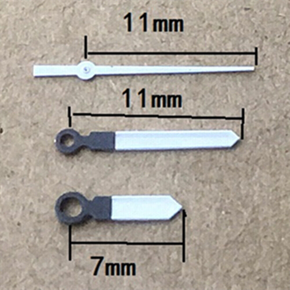 Aiguilles de montre lumineuses noires et blanches vertes de 11 mm pour mouvement à quartz Epson TMI VJ12