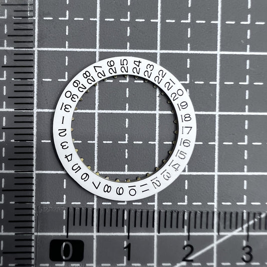 Black font white date disk wheel for ETA2836 movement, date displayed at 3 o'clock, precision watch part.