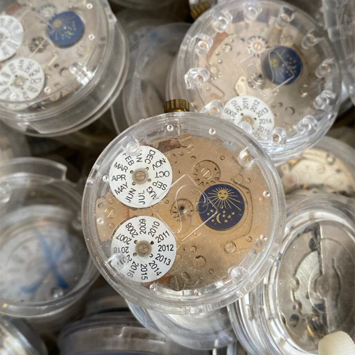 China Made automatic mechanical watch movement showcasing intricate components for repair and learning.