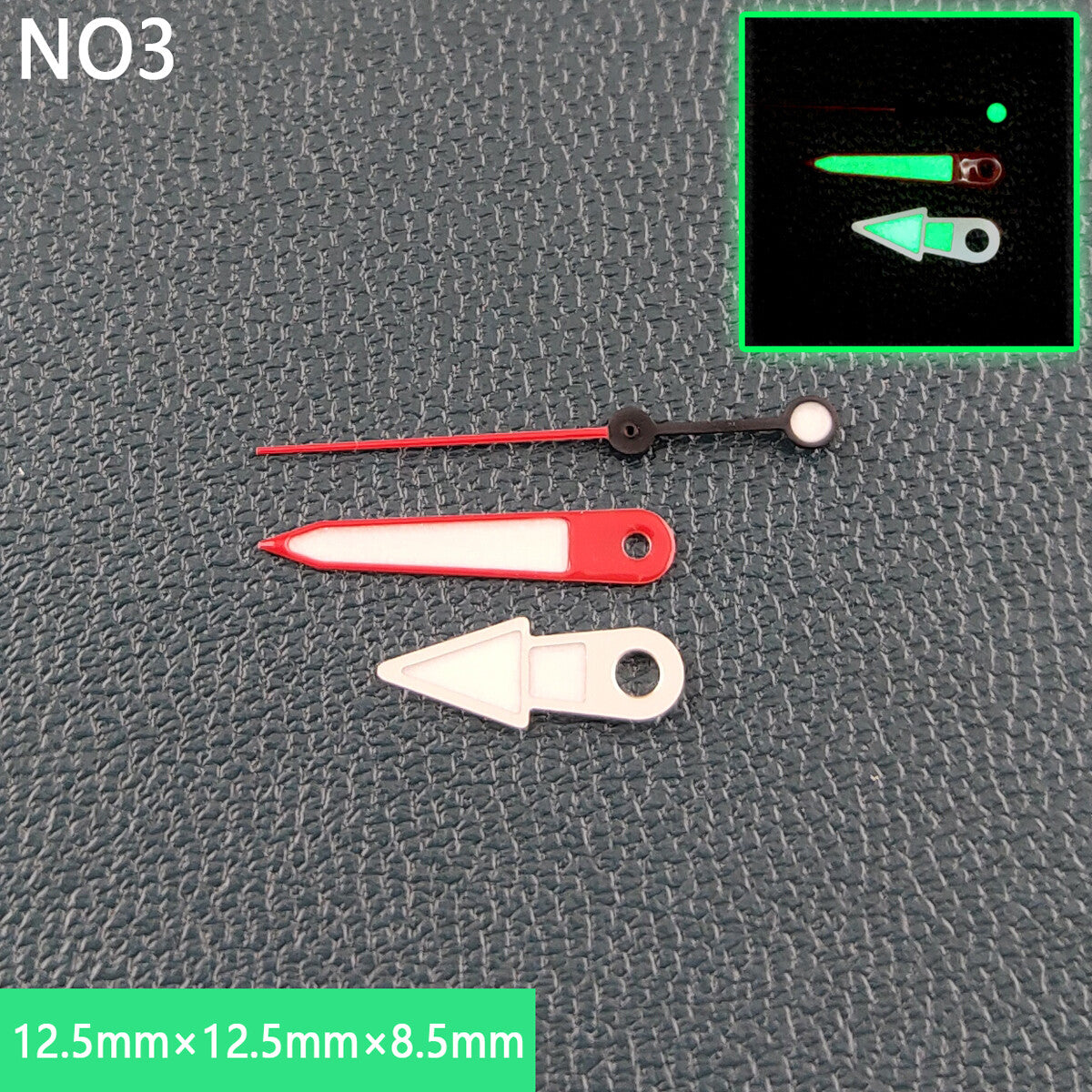 Watch Hands with green luminous coating for NH35 and NH36 movements by Watch Hands, perfect for watch repairs.