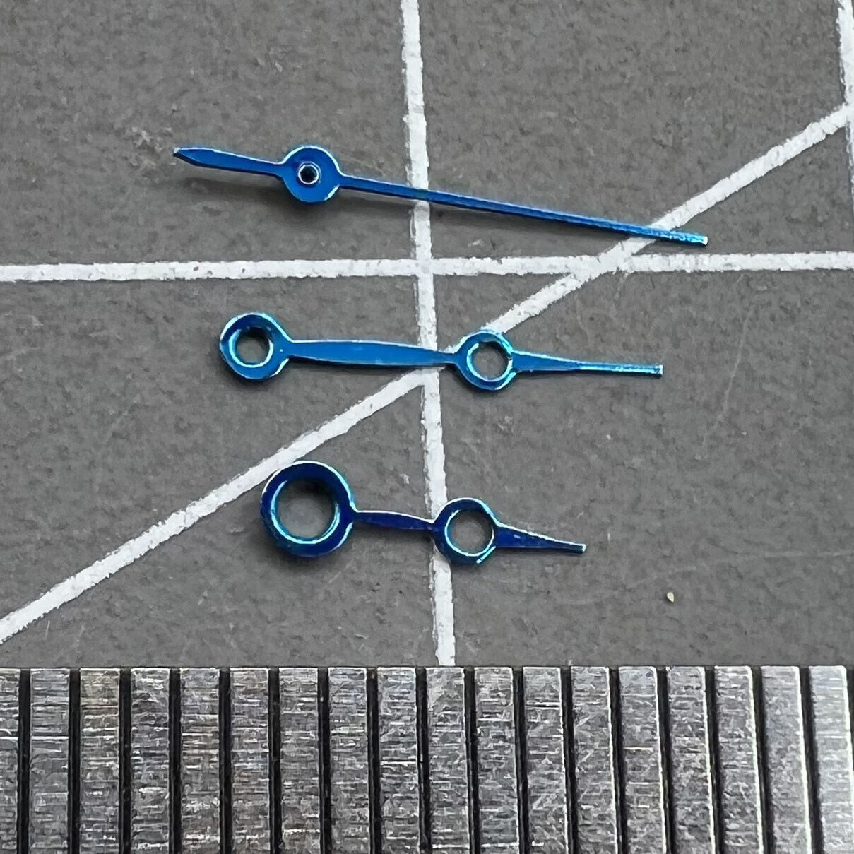 13 mm blaue, hohle Uhrzeiger ohne Leuchtpunkt für Quarzwerk Miyota 2035 #06