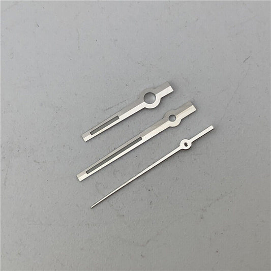 Silver and gold trim green luminous watch hands for ETA2836 movement, ideal for luminous readability.