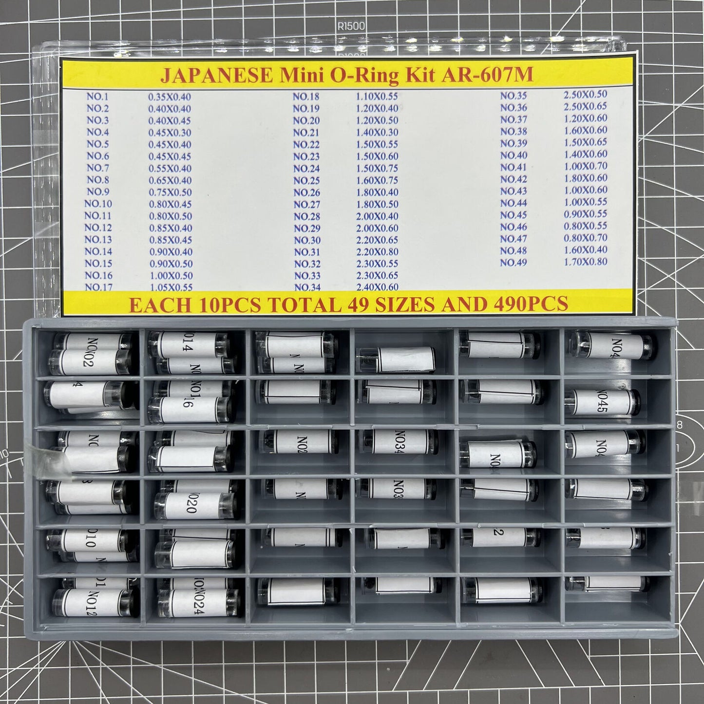 Japan Glass Crystal AR-607M waterproof mini O-ring kit for watch crown seal, durable and precise fit.