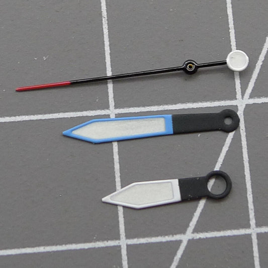 Green luminous 13.5mm watch hands with blue trim for Miyota NH35, NH36, NH38 movements from.