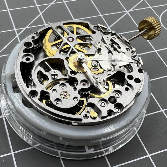Hollow Black SL4802 chronograph watch with 41-jewels automatic movement, sleek design by SL brand.