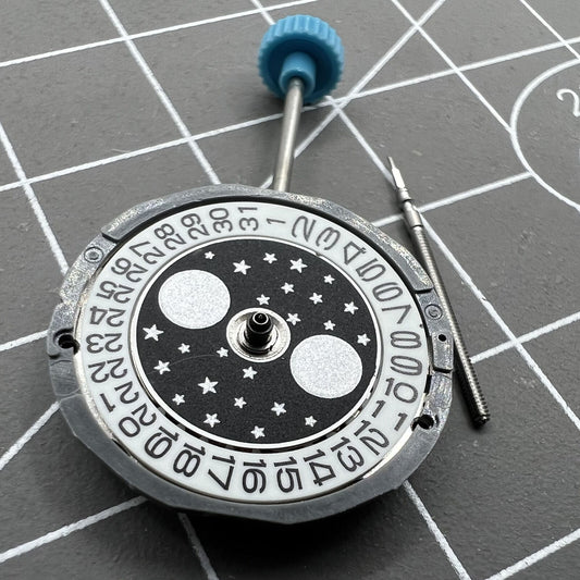 Japan Miyota 6L85 quartz watch movement with single calendar, 3-hand design, precision Japanese craftsmanship.