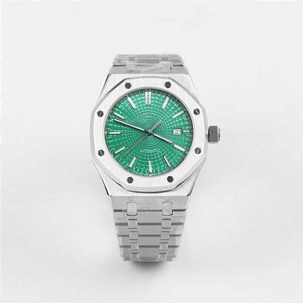 Montre mécanique pour homme 41 mm, boîtier en acier inoxydable + mouvement NH35, verre saphir