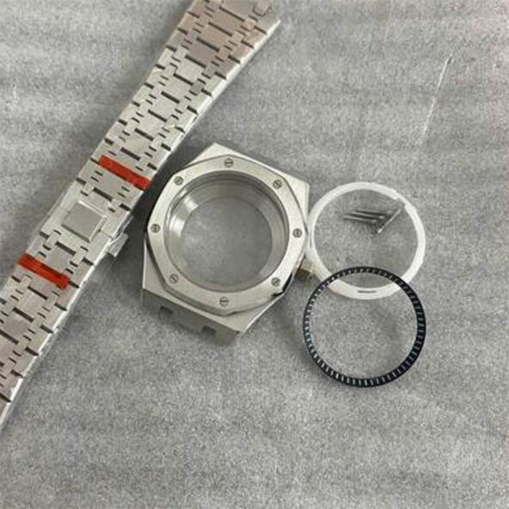 41mm Watch Case Strap with Chapter Ring Waterproof Sapphire Glass for NH35 NH36