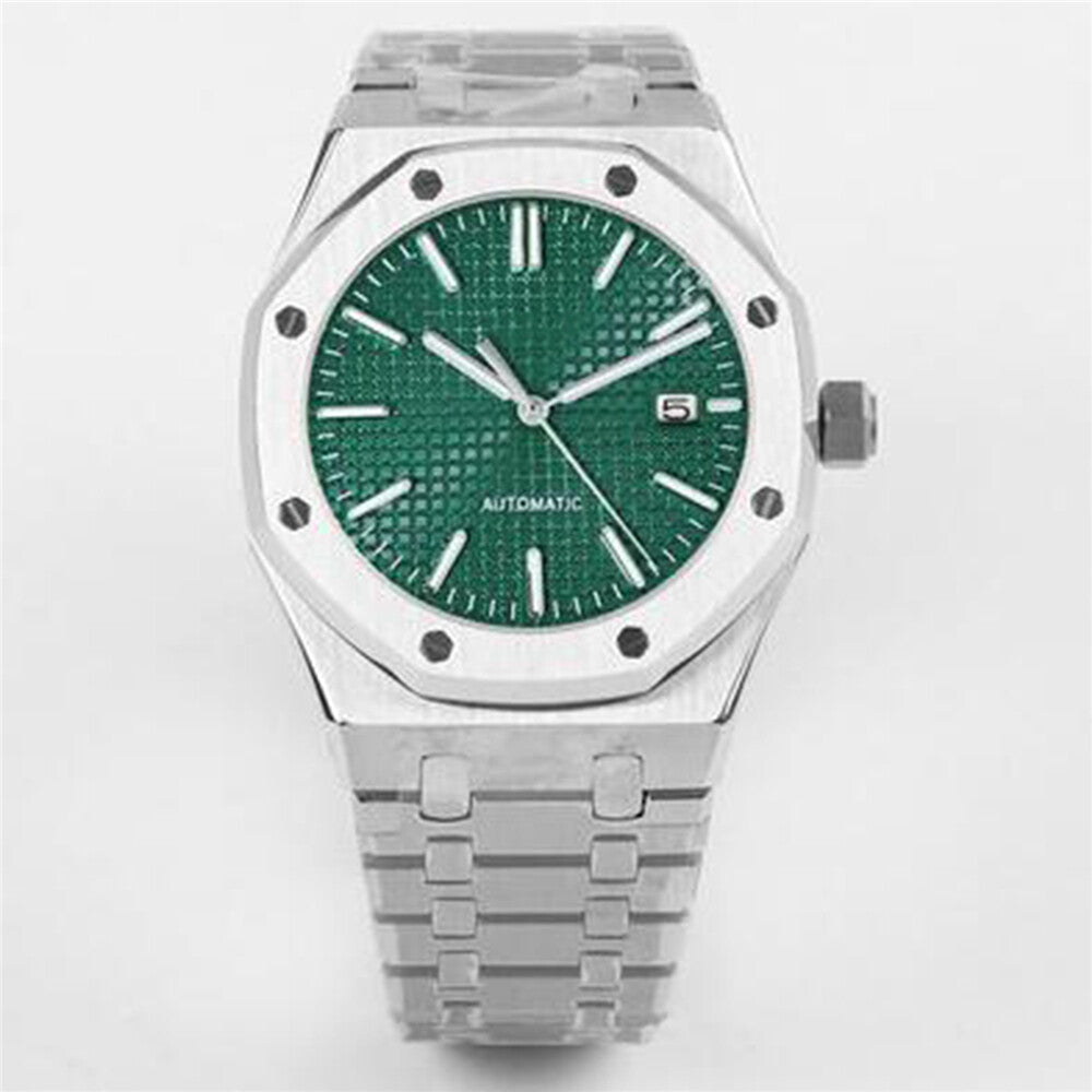 Montre mécanique pour homme 41 mm, boîtier en acier inoxydable + mouvement NH35, verre saphir