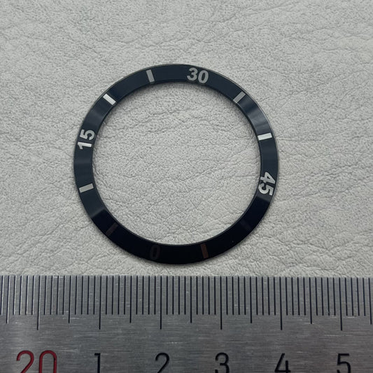 Set of 2 black 36mm ceramic watch bezel inserts with numeral markers for men's and women's watches.