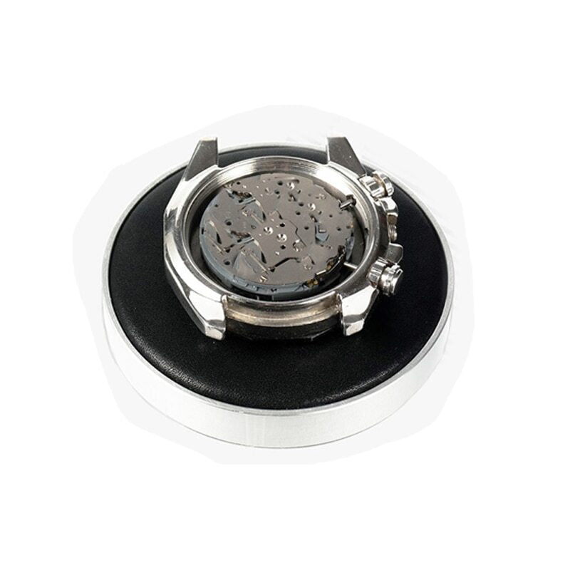 Leather watch casing cushion 55/70mm, protective pad ensuring secure watch movement storage.