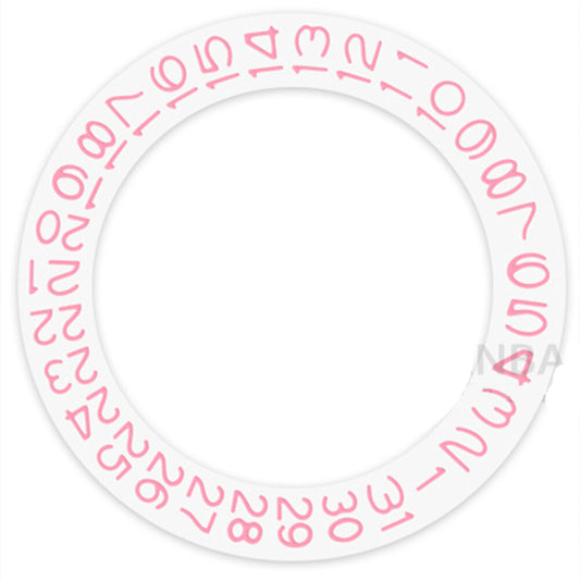 Pink character date wheel for Seiko NH35 NH36 watches, date display at 3 o?clock position.