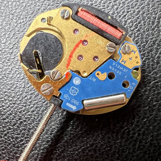 Swiss ETA 980.106 quartz movement with 3 hands, precise timekeeping for watch accessories by ETA.