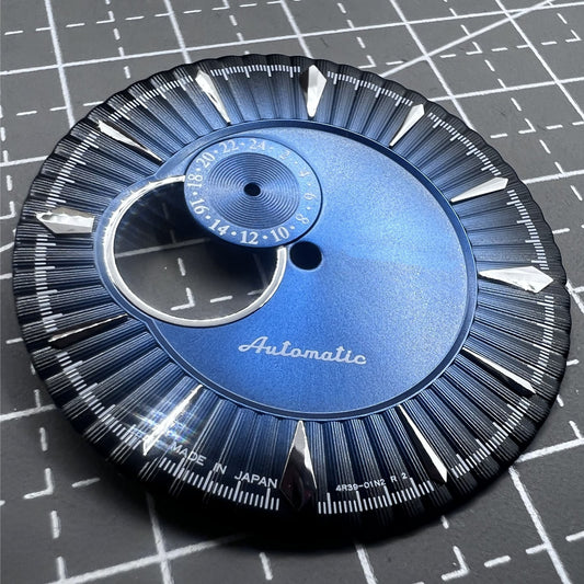 Dunkelblaues Silber 35mm Cocktail Nagel Zifferblatt für NH39 Taucheruhrwerk