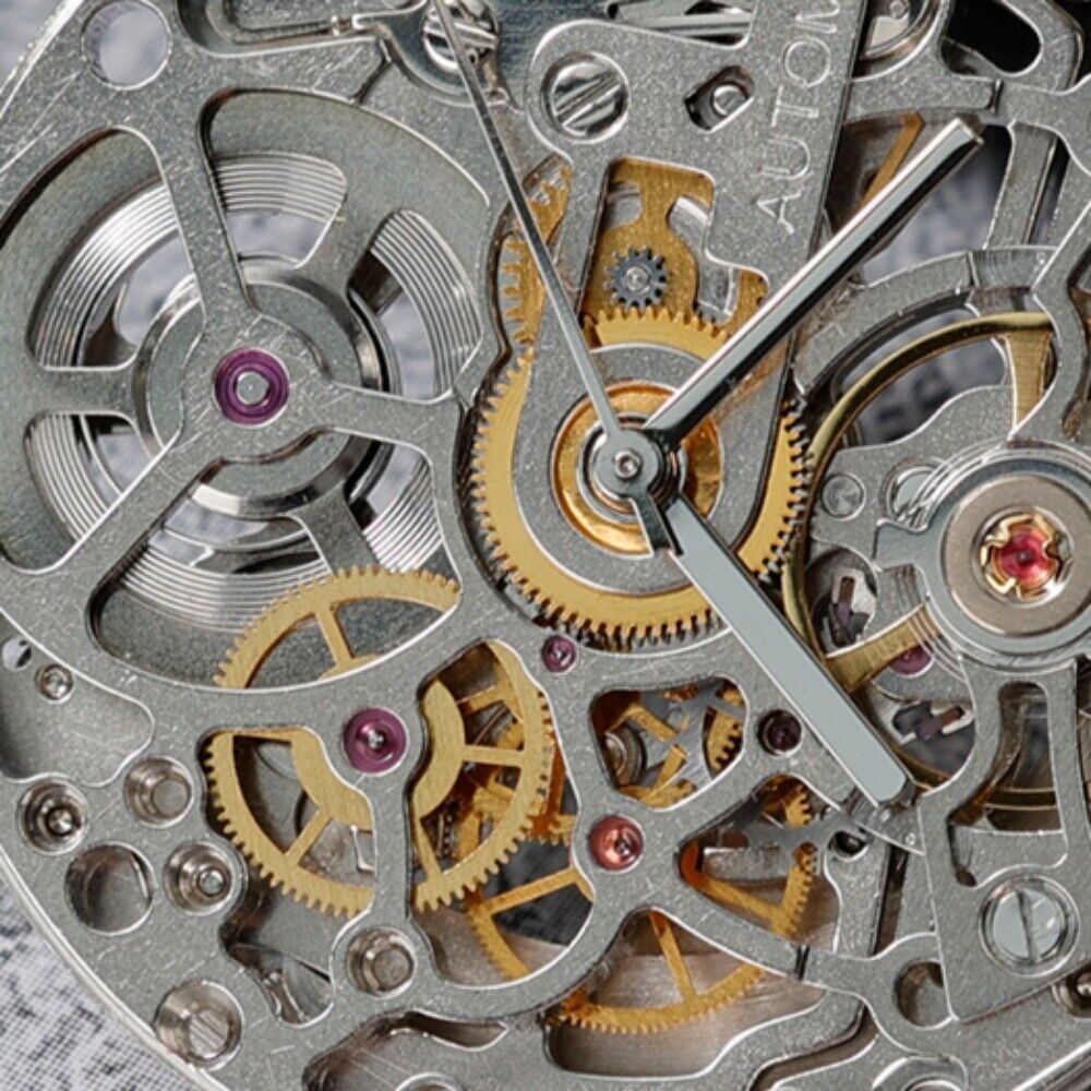 China Made SL-2201C automatic watch with 24 jewels, hollow dial, and elegant three hands design for stylish wear.