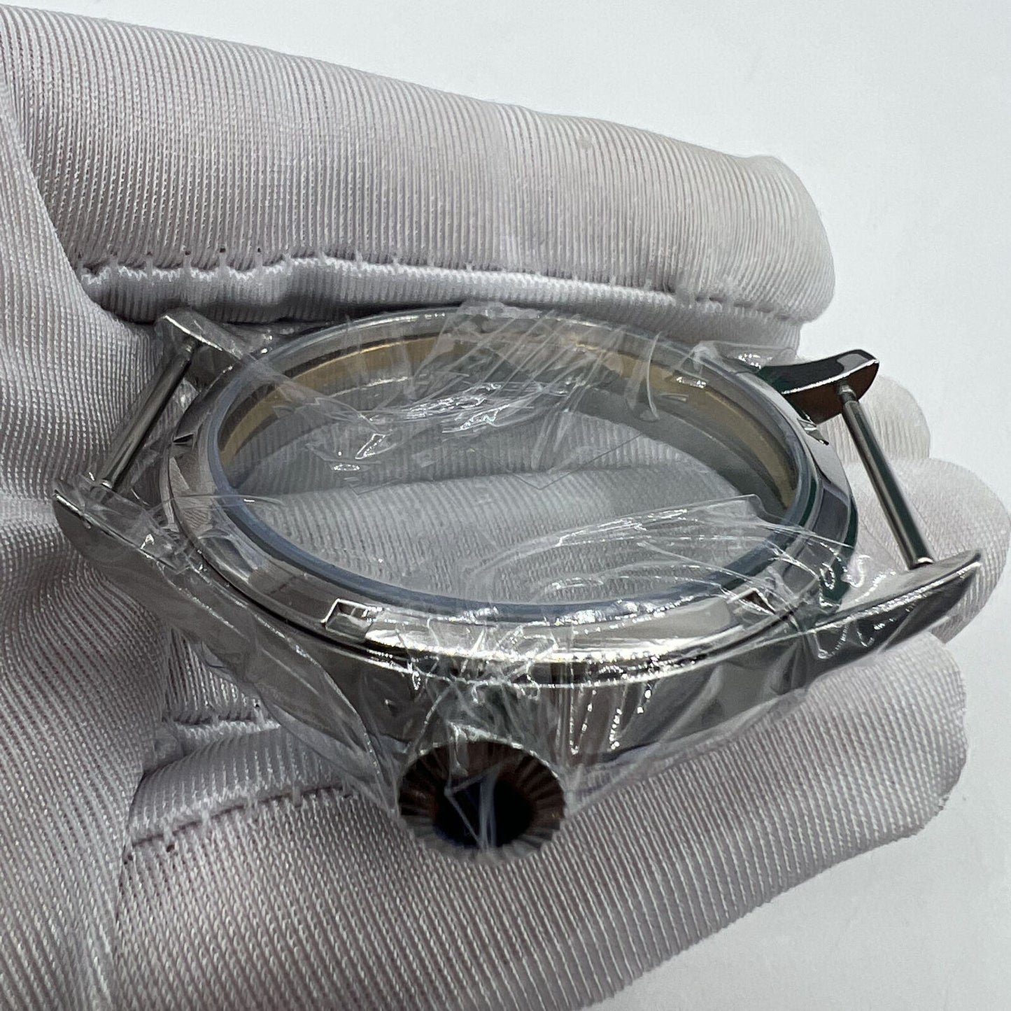 44mm stainless steel watch case for ETA 6497/6498 or Seagull ST3600 movements, durable and sleek.