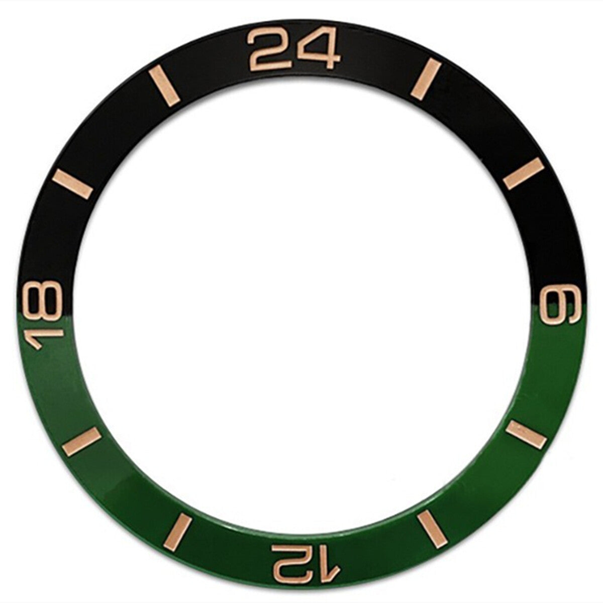 38 mm grün + schwarz Halbmaßstab Keramik poliert Uhr Lünette Fit für SUB007 Uhr