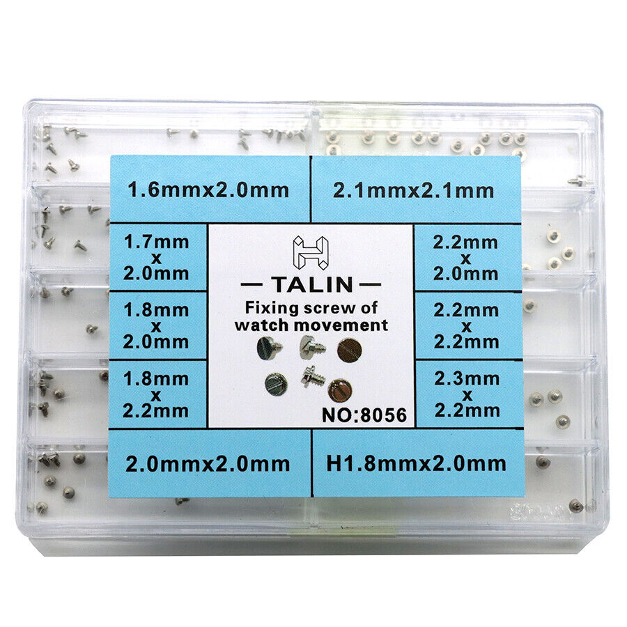 Mixed casing clamp and screws set for secure watch movement assembly, compatible with various brands.
