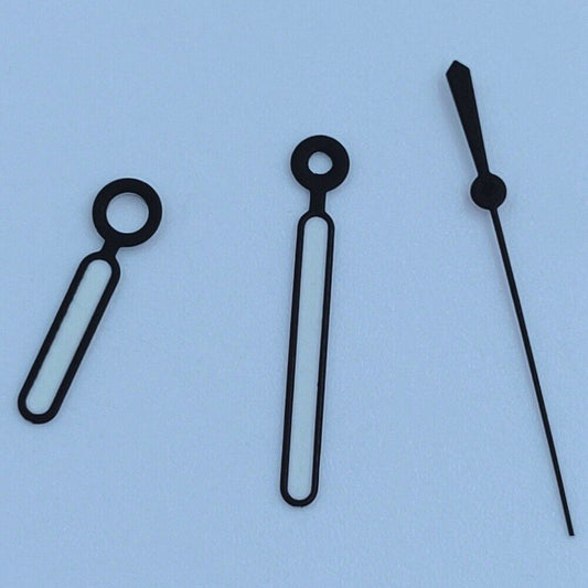 12.5mm black trim white painted green lume watch hands for NH35 NH36 movements.