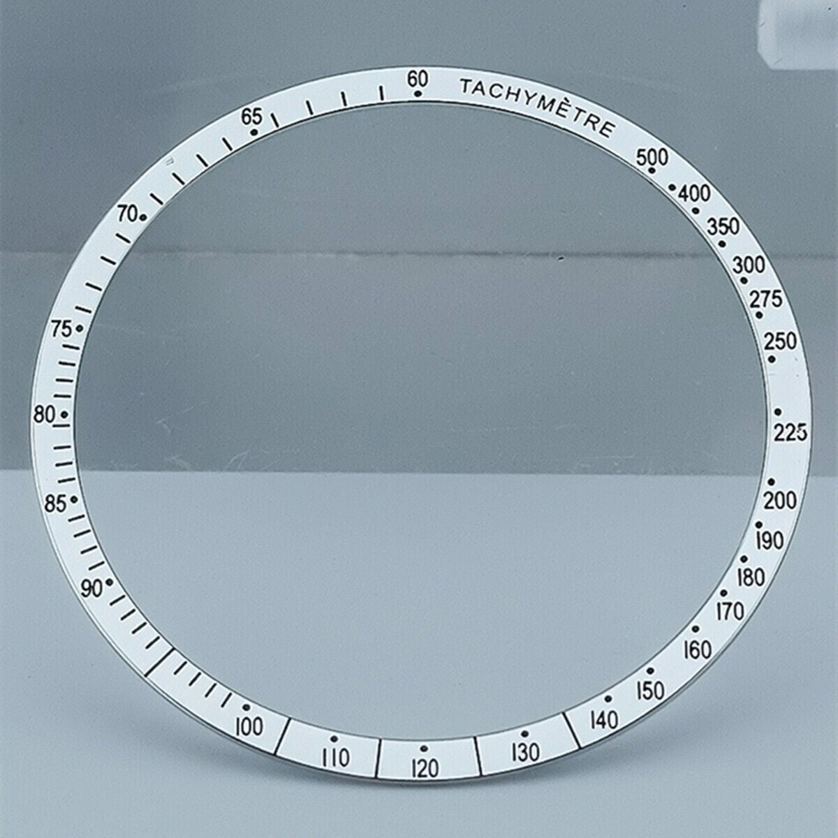 38.5mm aluminum alloy white ring bezel with black font for Omega Speedmaster watch.