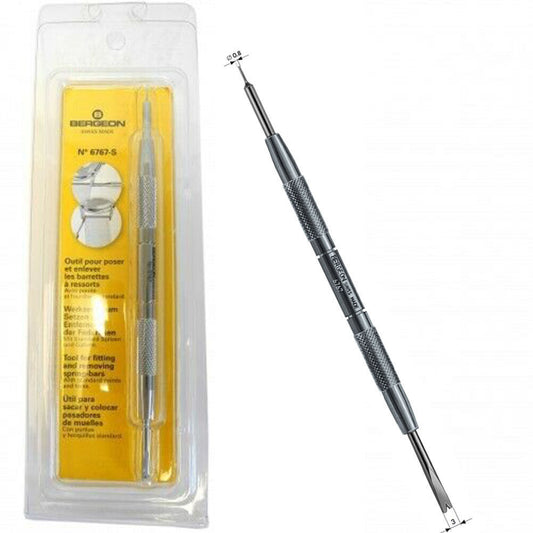 Bergeon 6767-S spring bar tool for precise watch bracelet fitting and removal, ideal for watchmakers.