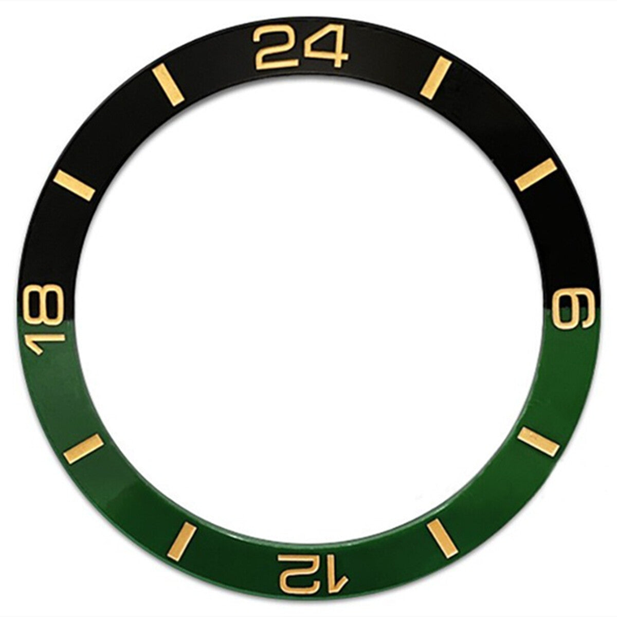 38 mm grün + schwarz Halbmaßstab Keramik poliert Uhr Lünette Fit für SUB007 Uhr