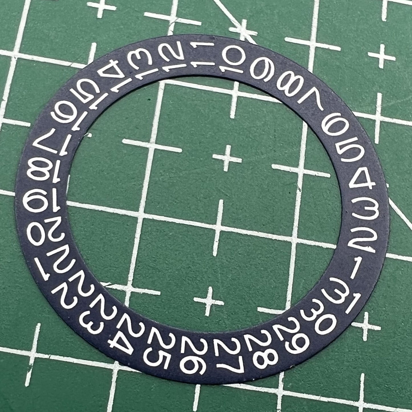Wholesale denim blue date wheel overlay for NH35 NH36 watches, featuring white font for clear readability.