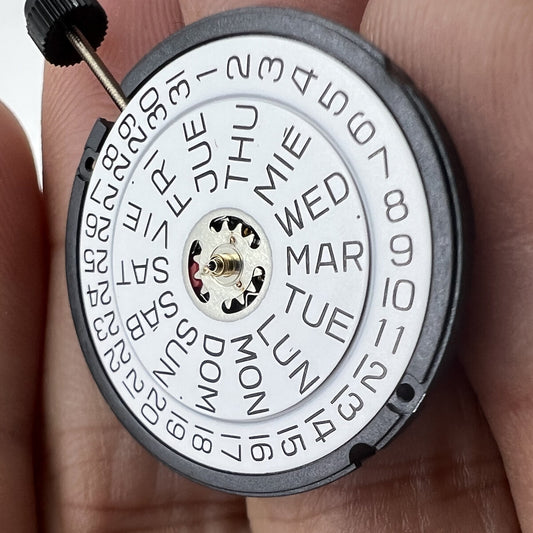 ETA 805.122 watch quartz movement by ETA, Swiss made with 3 hands and day/date display for precise timekeeping.