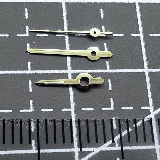 Golden Trim Green Luminous Watch Hands set for ETA 2671 movement, 8.6x8.5x6mm, ideal for watch repair.