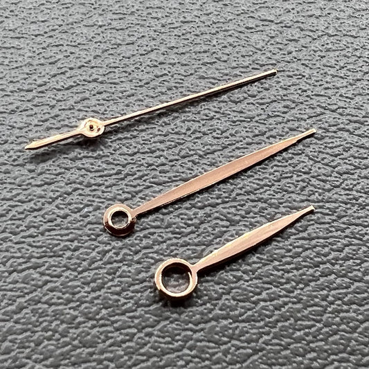 Rose Gold 3-hand watch hands set for Miyota 9015, perfect for custom watch repairs.