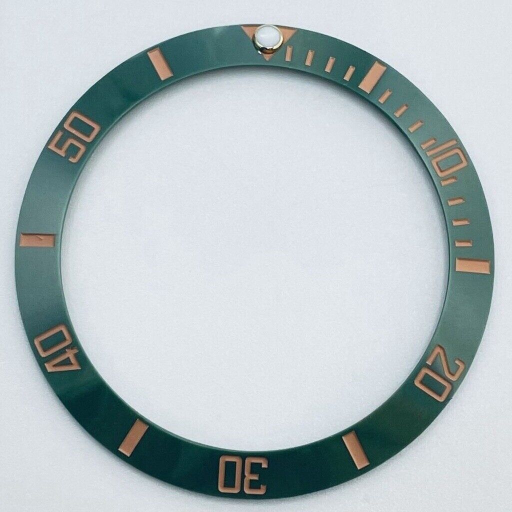 Lunette de montre en céramique verte GMT 38 mm, police or rose, pièce de montre pour boîtier de 40 mm