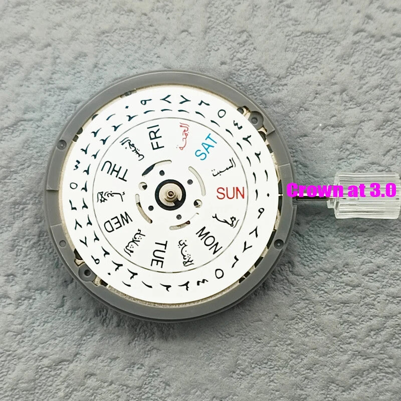 Japan Made NH36 automatic watch movement displaying Arabic date at 3 o'clock, ensuring precise timekeeping for watch accessories.