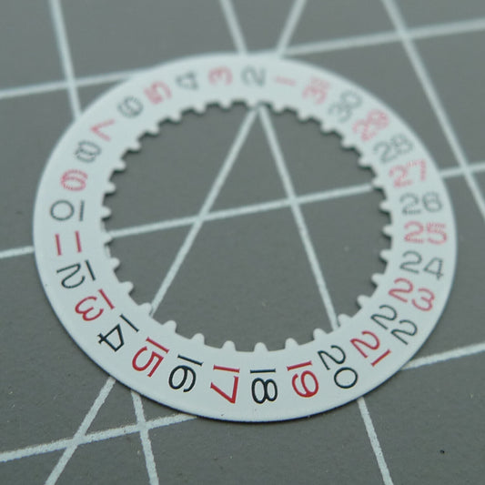 Red odd number date wheel for RLX 3135 watch movement, compatible replacement part.