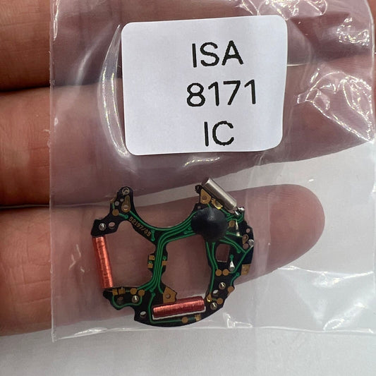 Circuit board replacement part for ISA 8171/8172 watch movement, precise repair component.