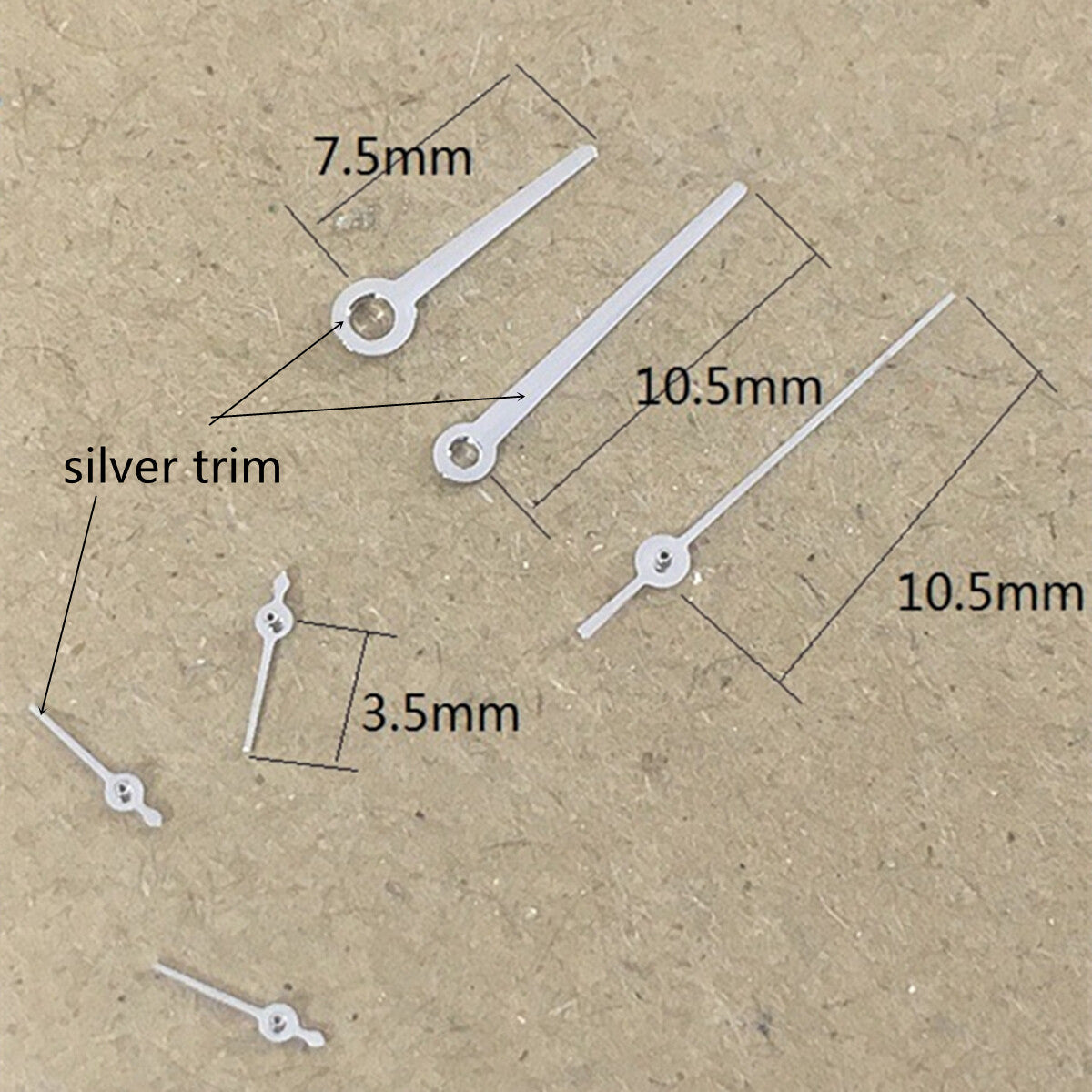 10.5mm Silver Trim No Lume Watch Hand for Epson VX3J VX9J VX7J VX3N VX9N VX42