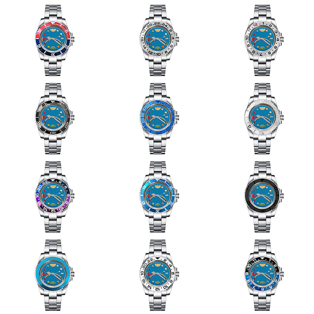 Boîtier de montre lumineux en acier inoxydable 40 mm, verre saphir, bracelet et mouvement NH35