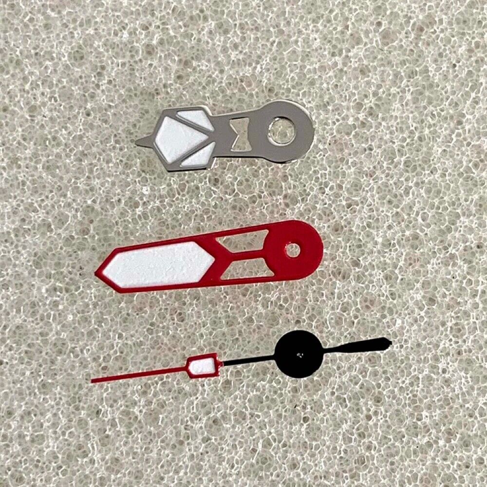 Aiguilles de montre 12,5 mm argentées et luminescentes rouges et vertes, adaptées aux mouvements NH35/NH36/4R/7S