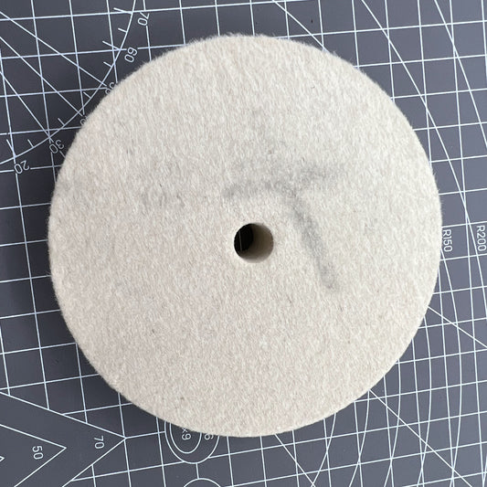 Swiss Bergeon 1207 white felt polishing wheel for watch accessories, Swiss made for precision finishing.
